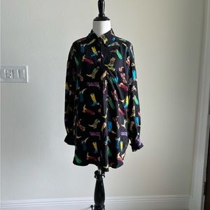 Vintage Cowboy Boot Button Up Blouse